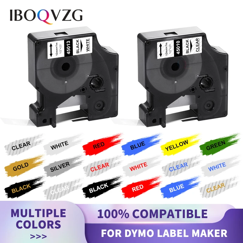 

IBOQVZG Multicolor 45013 45010 45016 Compatible for Dymo D1 tapes 45018 12mm label ribbon for Dymo LabelManager 210D 160 280
