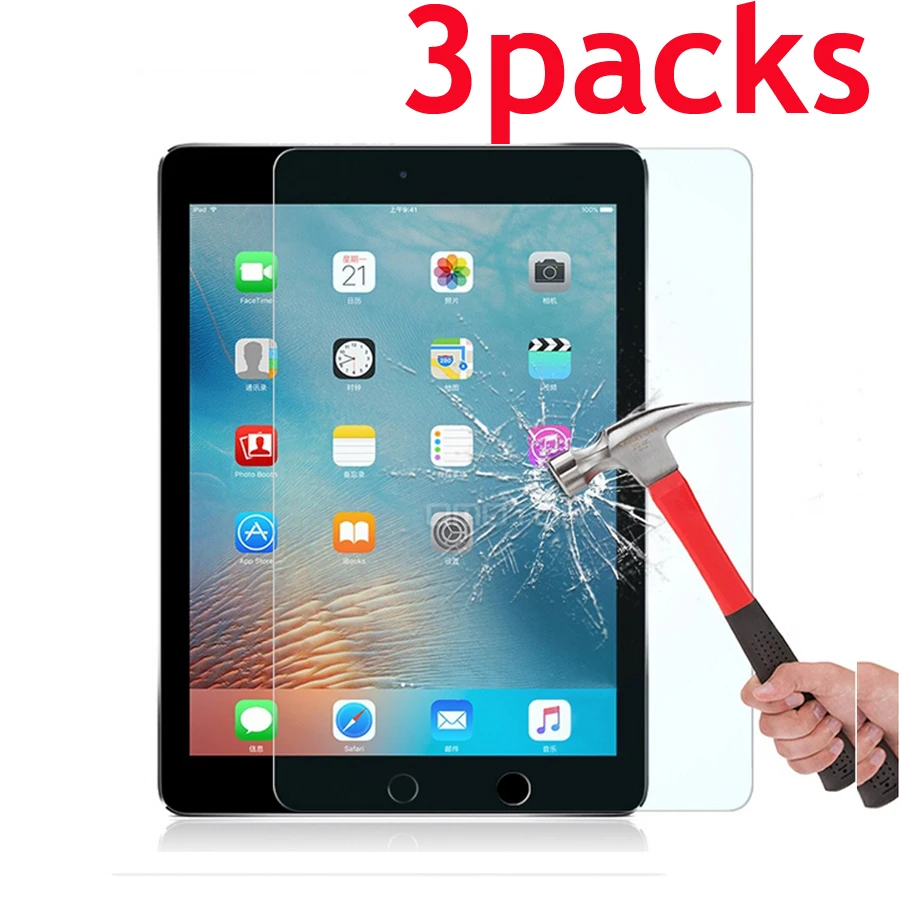 

FOR 3packs tempered glass screen protector for Ipad 2 3 4 air 12 pro 7.9 9.7 10.2 7th 8th generation 10.5 2018 2019 mini 5 for