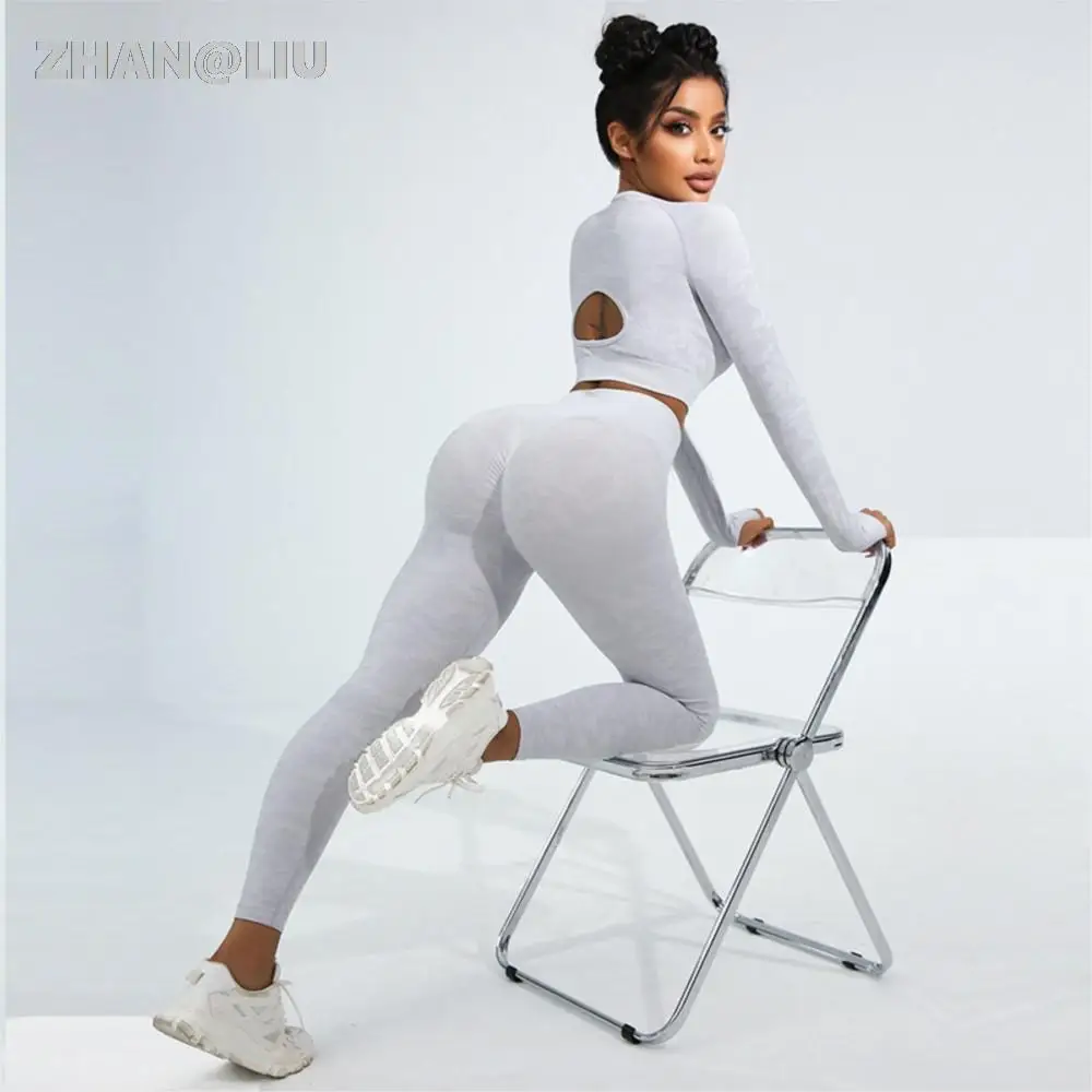 

2023 Seamless Yoga Set For Women Fitness Sportswear Sports Suits Workout Gym Clothing 2 Piece Set High Waist Leggings Yoga Suit