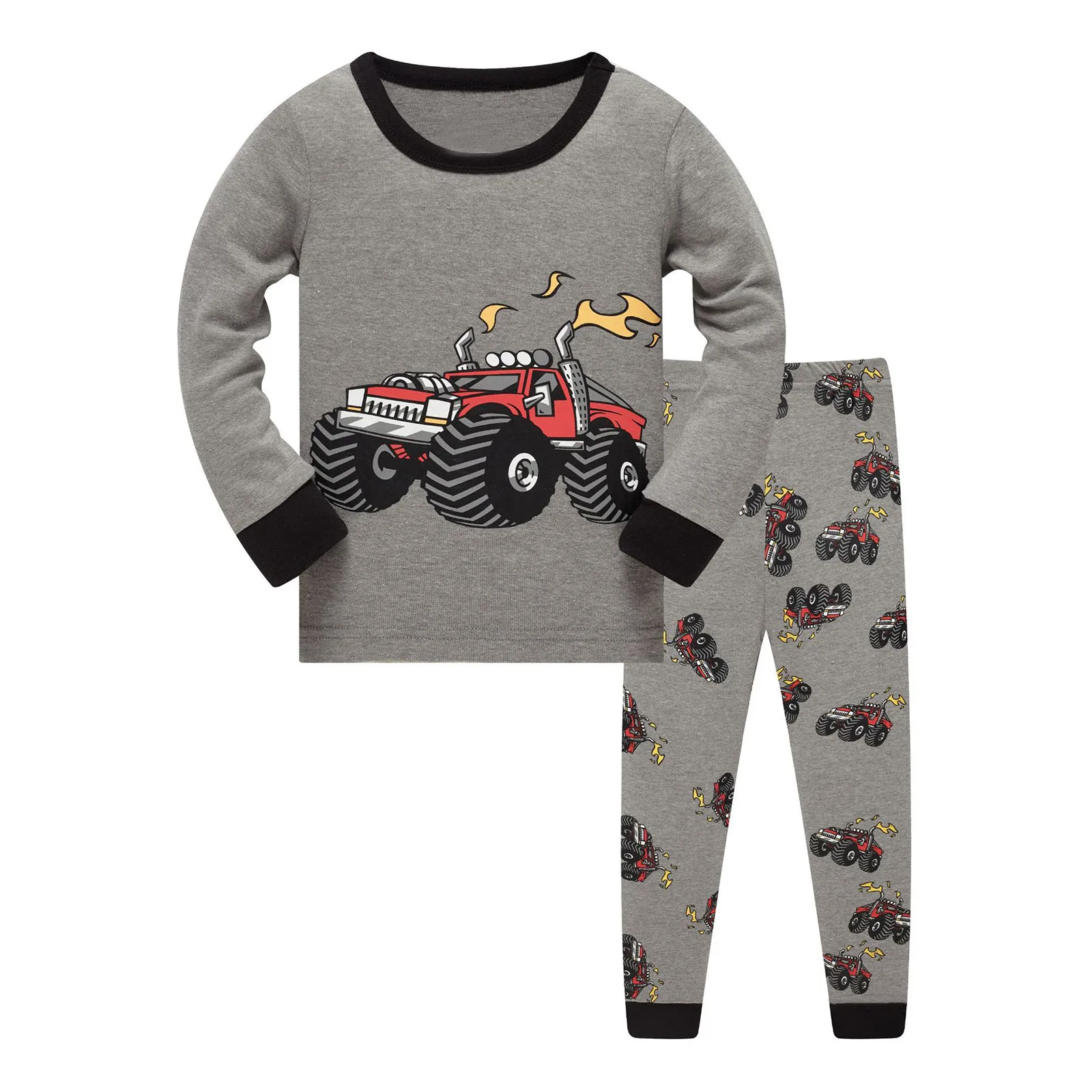 

New Arrival 2-8T Boys Excavator Print Sleepwear Autumn Winter Baby Pyjamas Children Fashion Outfits Home Clothes Set 2 Pcs Suits