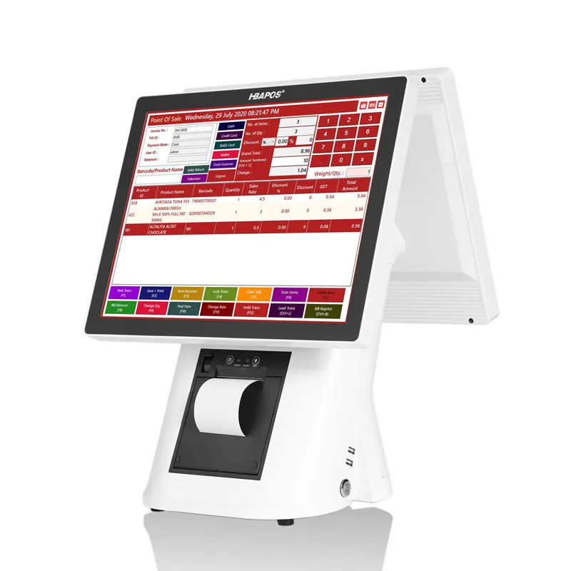 

New Arrival 15.6'' All in one Dual Touch Screen POS System with 58/80mm Thermal printer for fruit store