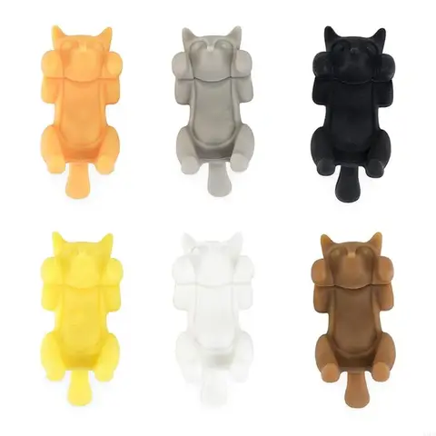 Xxfa 6pcs/set для творческого силикона, лежащего для кошачьего бокала вина, чашка для распознавателя отличитель
