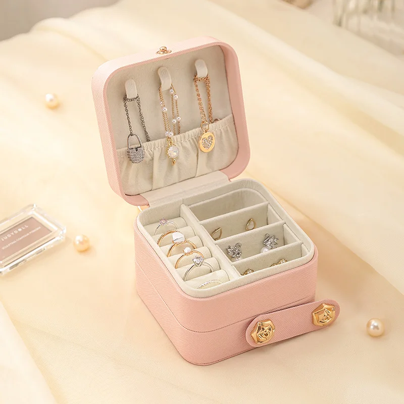 Mutifunctional Jewelry Box Portable Leather Jewellery Case Three Layer Display Jewelry Storage Organizer Earrings Necklace Boxes