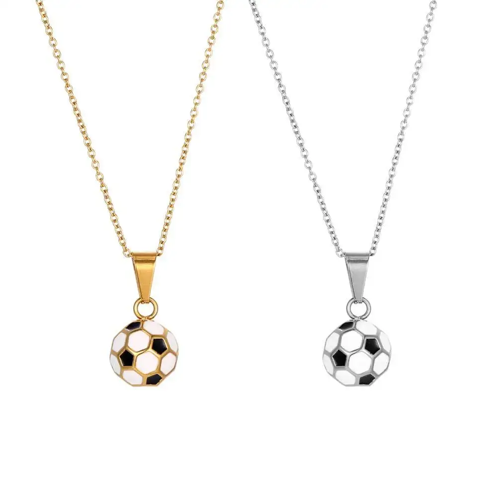 

Japanese and Korean New Titanium Steel Pendant Cute Dripping Oil Football Necklace Temperament Women Pendant Jewelry