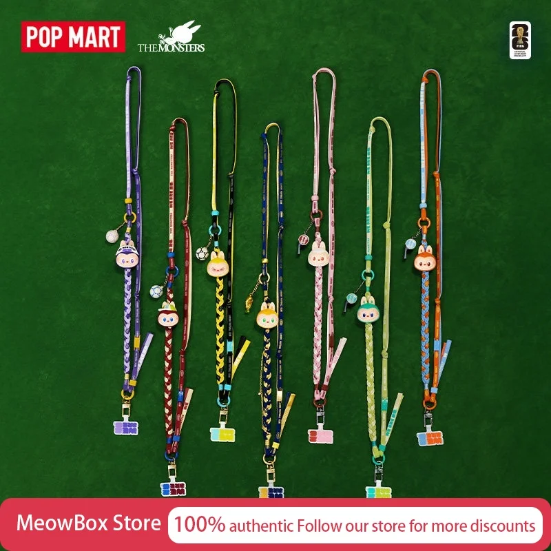 Фото Pop Mart The Monsters Labubu Fifa Series: Длинный шнурок-ремешок для шеи (слепая коробка) – коллекционный аксессуар для футбольных фанатов, подарок №2