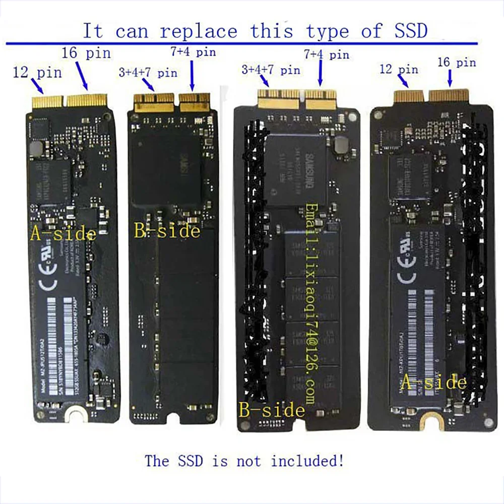 Плата адаптера для жесткого диска NVMe PCIe M.2 NGFF на 2013 2014 2015 Macbook Air Pro A1465 A1466 A1502 A1398