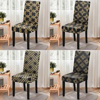 3d printing tape pattern spandex chair cushion cover elastic anti fouling one piece dining chair covers sillas de oficina