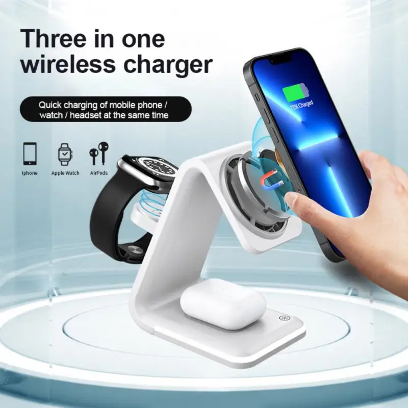 

15W Fast Wireless Charger Stand For IPhone 14 13 12 11 8 Apple Watch Airpods Pro IWatch 3 In 1 Foldable Charging Station