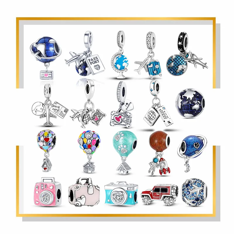 New 925 Sterling Silver Travel Around The World Airplane Charm For Pandora plata de ley Original DIY Bracelet Jewelry Gift - купить по