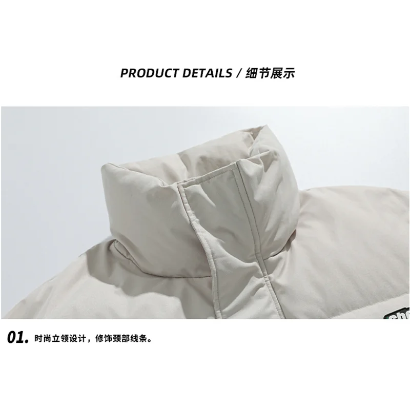 Streetwear Men New Style Fashion Printing Thickening Black Bread Jacket Temperament Recreational Padded Clothes Winter Female