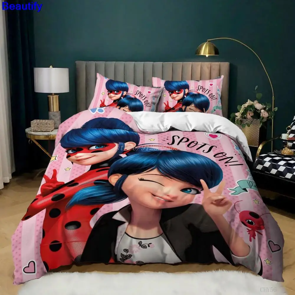 

Beautify Cute Lady bugs 3D Printed Duvet Cover Pillowcase Bedding Set Twin Full Queen King Size for Kids Girls Bedroom Decor