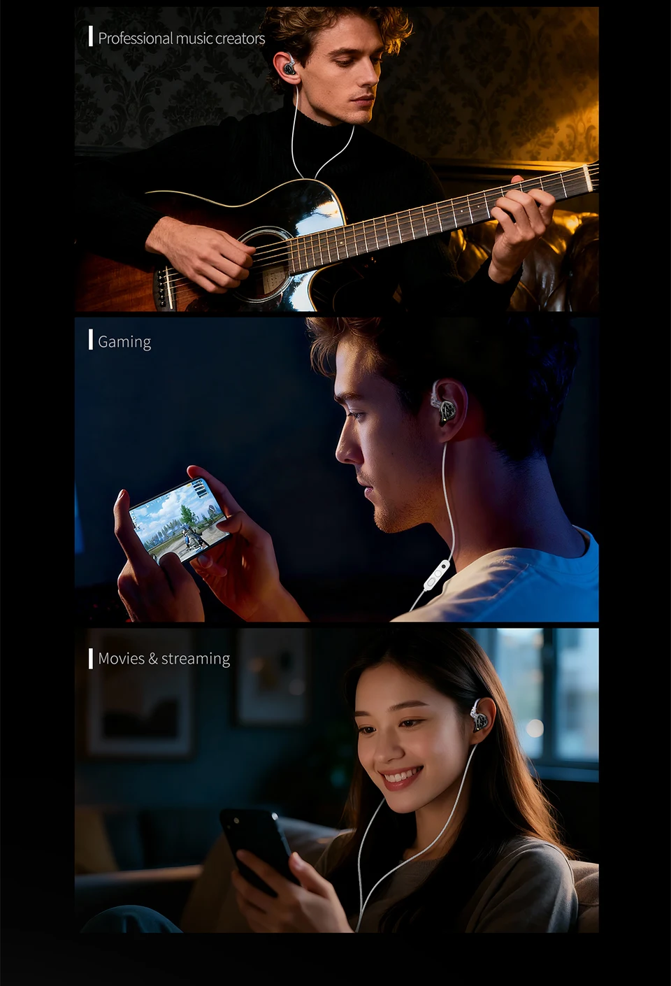 Фото Наушники KZ Vibe X с низкочастотной вибрацией, HiFi, глубокий бас, стереозвук, внутриканальные, для музыки и игр №5