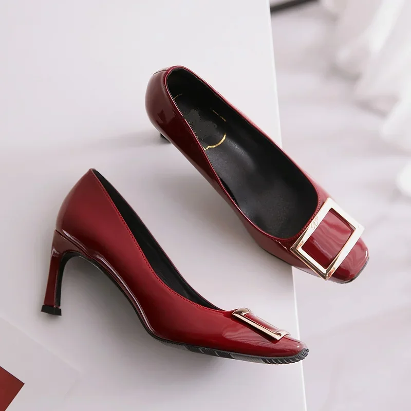 

Туфли женские из натуральной овечьей кожи, на толстом каблуке