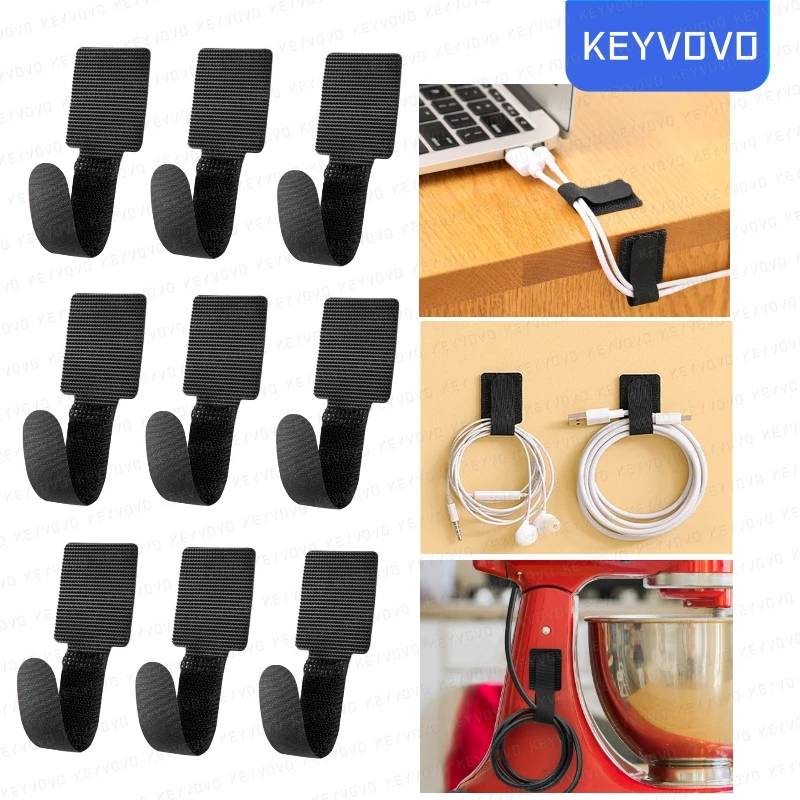  10PCS Self-Adhesive Cable Organizer Clip Ties Cord Management Wall Wire Hook Holder Wrapper Kitchen Appliances Tidy Storage 