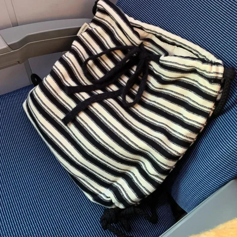 Полосатые рюкзаки для женщин школьные сумки на плечо 2024 модный женский