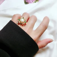 18k gold plated stainless steel women rings green four leaf clover ring for women 2022 new fashion women accessories wholesale