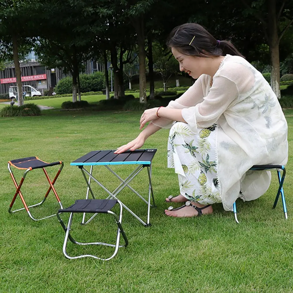 

Mini Camping Stool Portable Oxford Cloth Outdoor Aluminium Alloy Portable Folding Fishing Hiking Chair Picnic Camping Stool