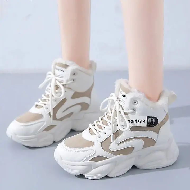 

Зимняя женская обувь, женские кроссовки на шнуровке, Зимние ботильоны, водонепроницаемые теплые ботинки на платформе, женская обувь Botas de mujer