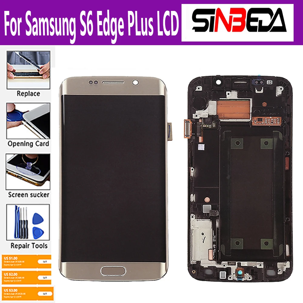 

Super AMOLED With Burn Shadow LCD For Samsung Galaxy S6 Edge PLus LCD Display Touch Screen Digitizer For s6 edge+ G928 G928F LCD