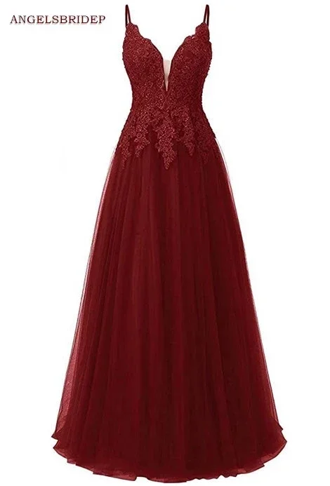 

Spaghetti Straps Long Evening Party Dress Formal Applique Floor-Length Vestidos de festa Gala Prom Gowns