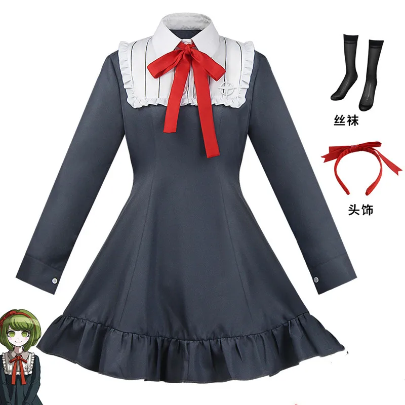 

Danganronpa Cosplay Monaka Cosplay Costume Wig Dress Set Danganronpa Women Uniform Girl Dress Halloween