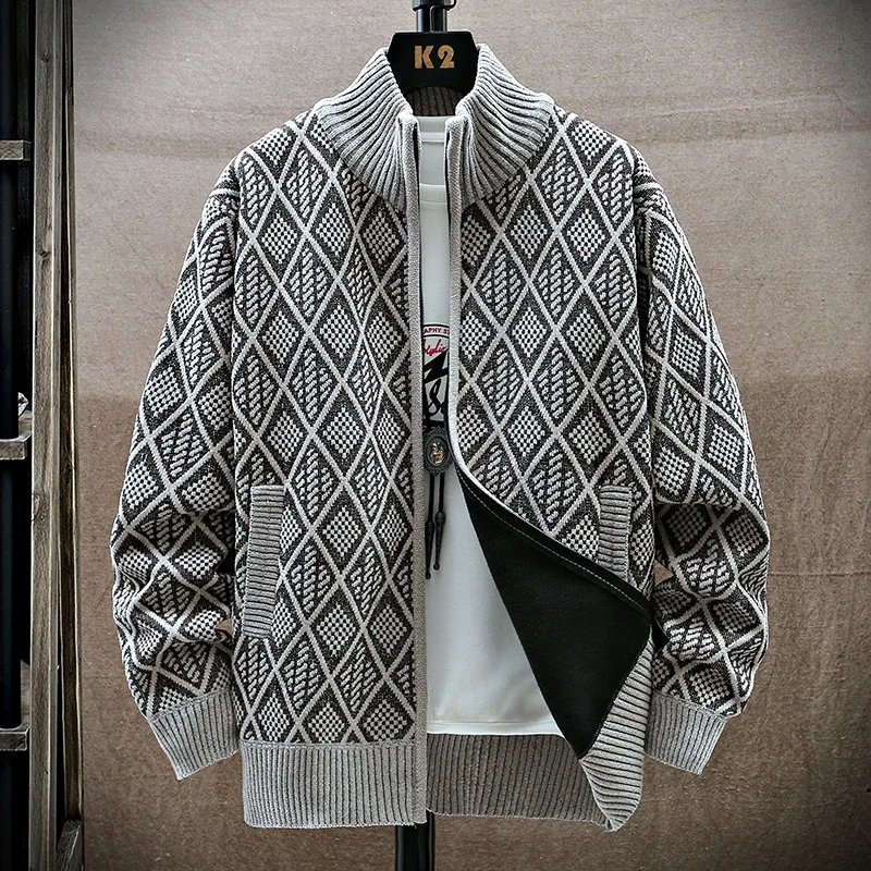 Мужской кардиган вязаный свитер пальто 2024 осень-зима теплая утолщенная