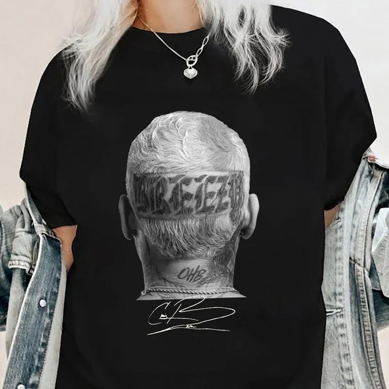 

Chris Brown Breezy Mens T-shirts Vintage Retro 90s Hip Hop Rapper T Shirt for Men Women Tops Streetwear Camisetas Para Hombre