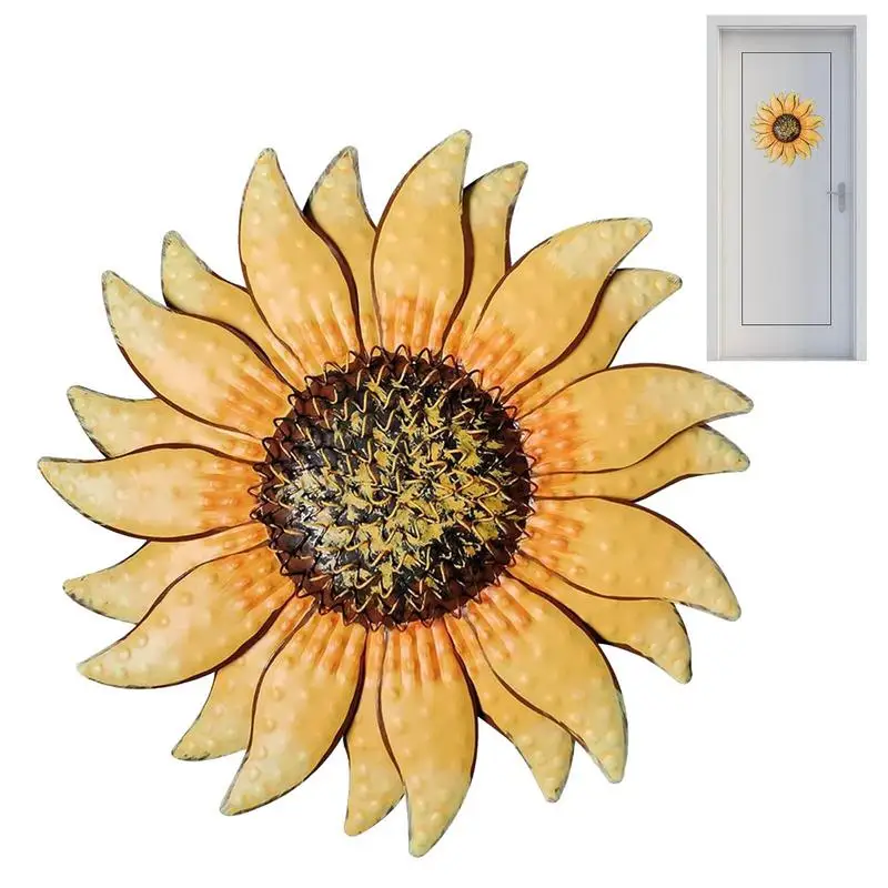 

Metal Flower Wall Art Hanging Yellow Wall Decor 13in Flower Wall Decor Wall Sculptures Ornamental For Home Kitchen Porch Hallway