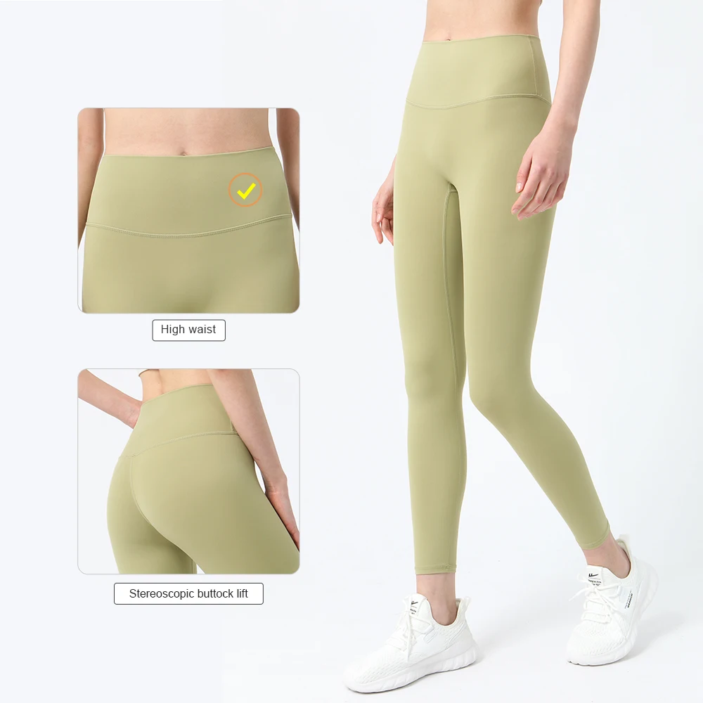 Sodalemon Yoga Leggings Seamless No Front Awkward Line High Waist Sport Pants Fitness Gym Elastic Tight Without Running Leggings