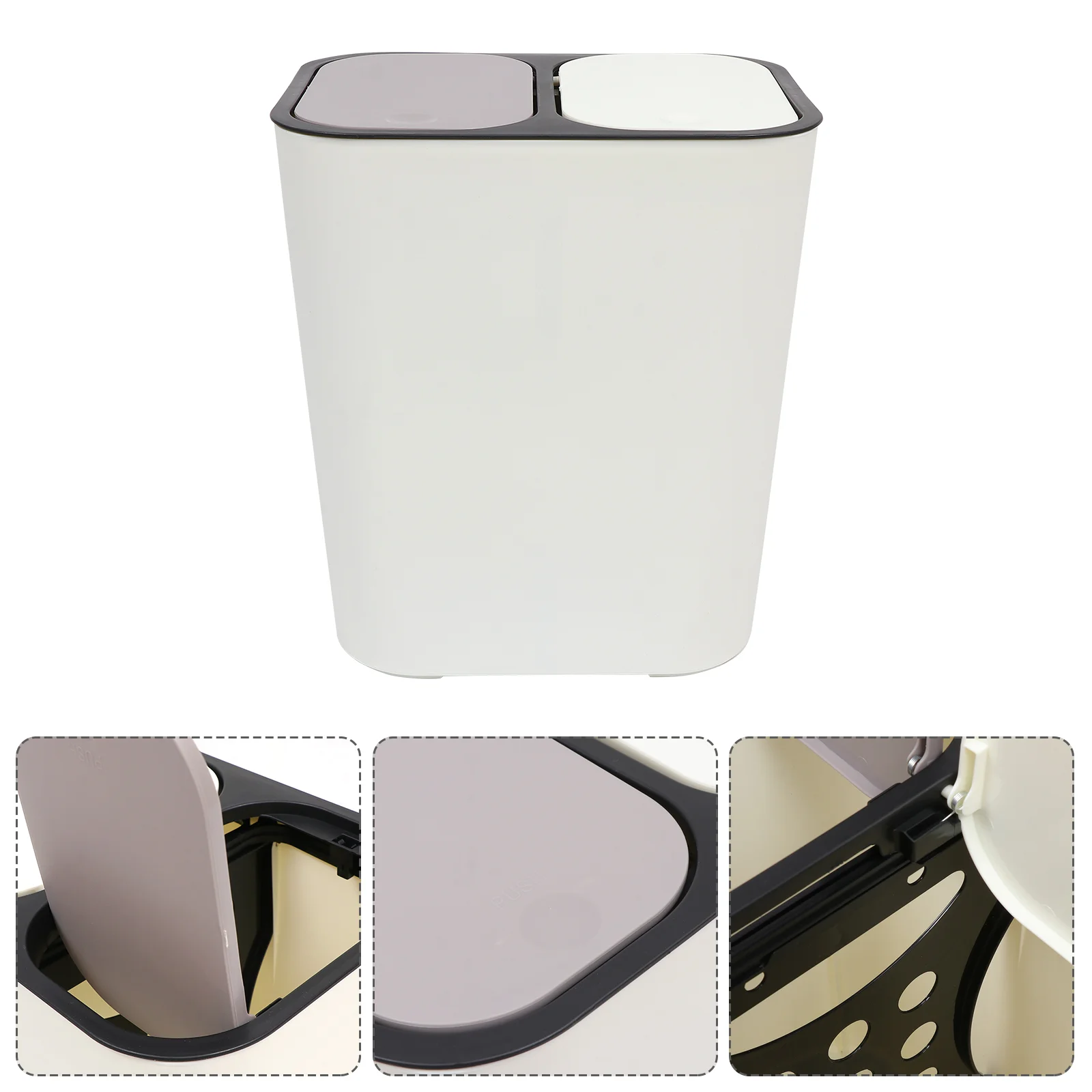 

Can Trash Garbage Bin Dual Container Kitchen Recycling Rubbish Waste Recycle Compartment Home Plastic Cans Wastebasket Paper