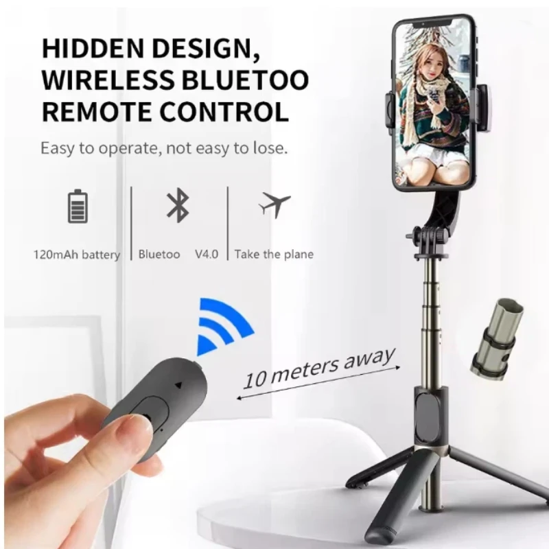 Фото L08 Стабилизатор-штатив для селфи, мини-трипод со встроенным Bluetooth, защита от тряски для смартфона, для прямых трансляций, видеоблогинга, использования на улице №2