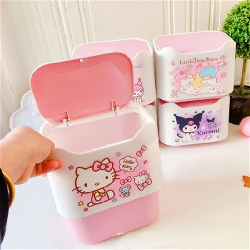 Sanrioed My Melody Kuromi Cinnamoroll Kittly пресс мусорная корзина аниме Kawaii офисный стол для мусора
