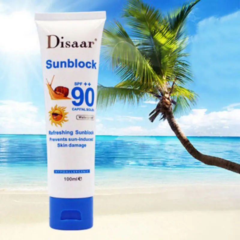 

SPF90 PA++ Snail Face Sunscreen Cream Sunblock Body Disaar Pigment UVA/UVB Sun Damage Protect Refreshing Beauty Health Care 100g