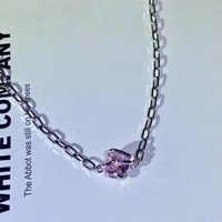 2022 new exquisite hollow out pink diamond clavicle chain pendant necklace for women hip hop crystal valentines day jewelry
