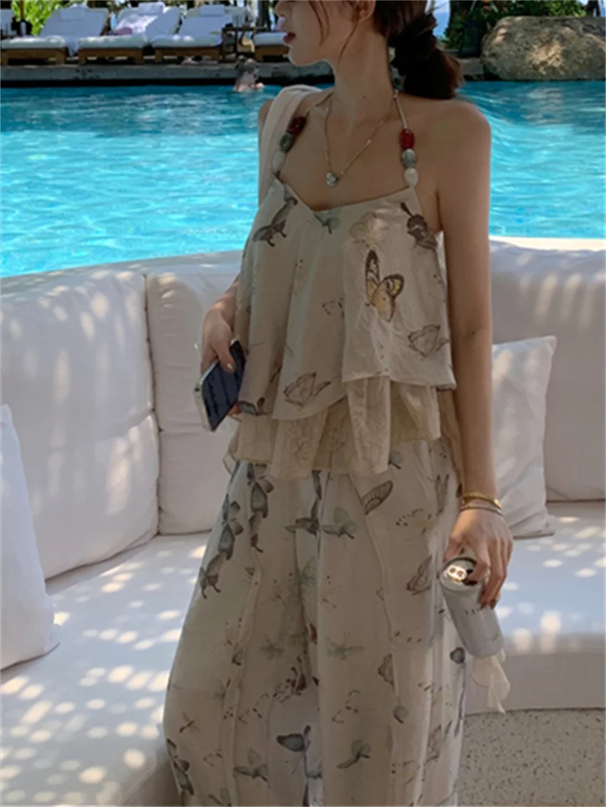 Женский летний костюм для отпуска PLAMTEE шикарные топы с цветочным принтом и