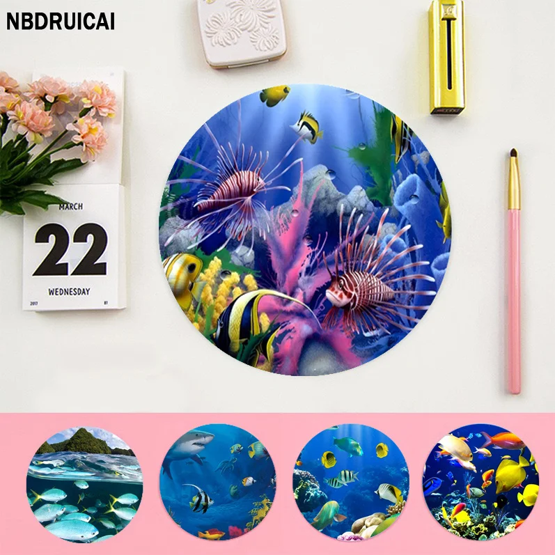 

Fish Ocean Scenery Mousepad Animation Round Speed Version Game Computer Keyboard Office Table Mat PC Laptop Mouse Mat Desk Play