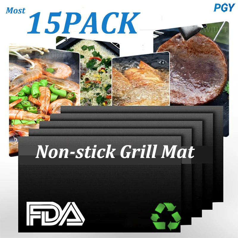

Most 15PACK Non-stick BBQ Grill Mat 40*33cm Reusable Baking Mat Outdoor Picnic Cooking Barbecue Tools Cooking Grilling Sheet Eas