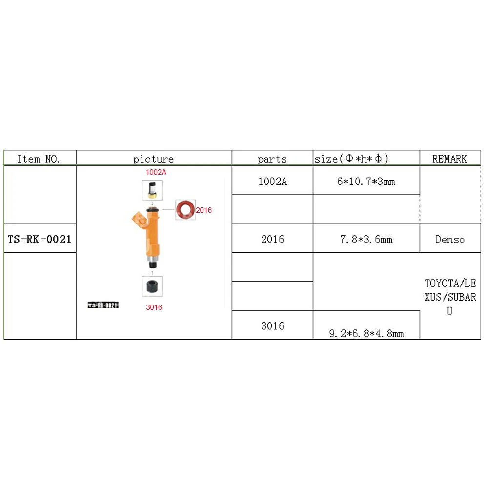 

Комплект для ремонта топливного инжектора для Toyota/LEXUS/SUBAR R0021