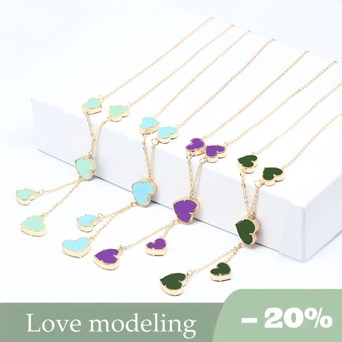 

Heart Cross Sweater Chain Necklace for Cute Woman Multi Color Party Neck Jewelry Fashion Designer Charm Necklaces Red