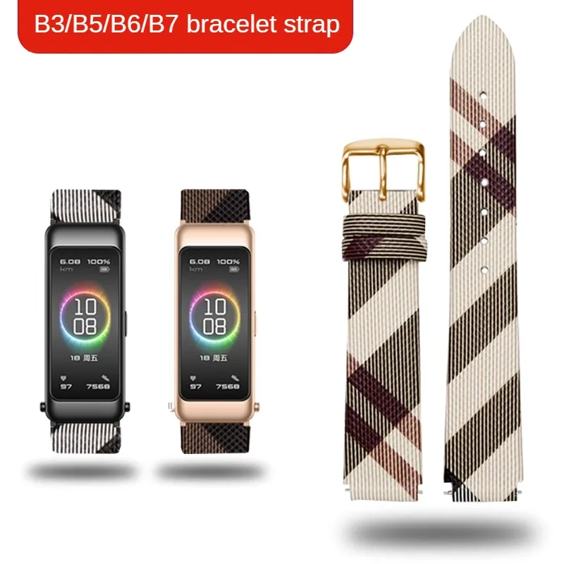 

Genuine Leather Watch Strap Substitute B7/B6/B5/B3 Smart Bracelet Series Convex Interface Cowhide Watchband 16/18mm