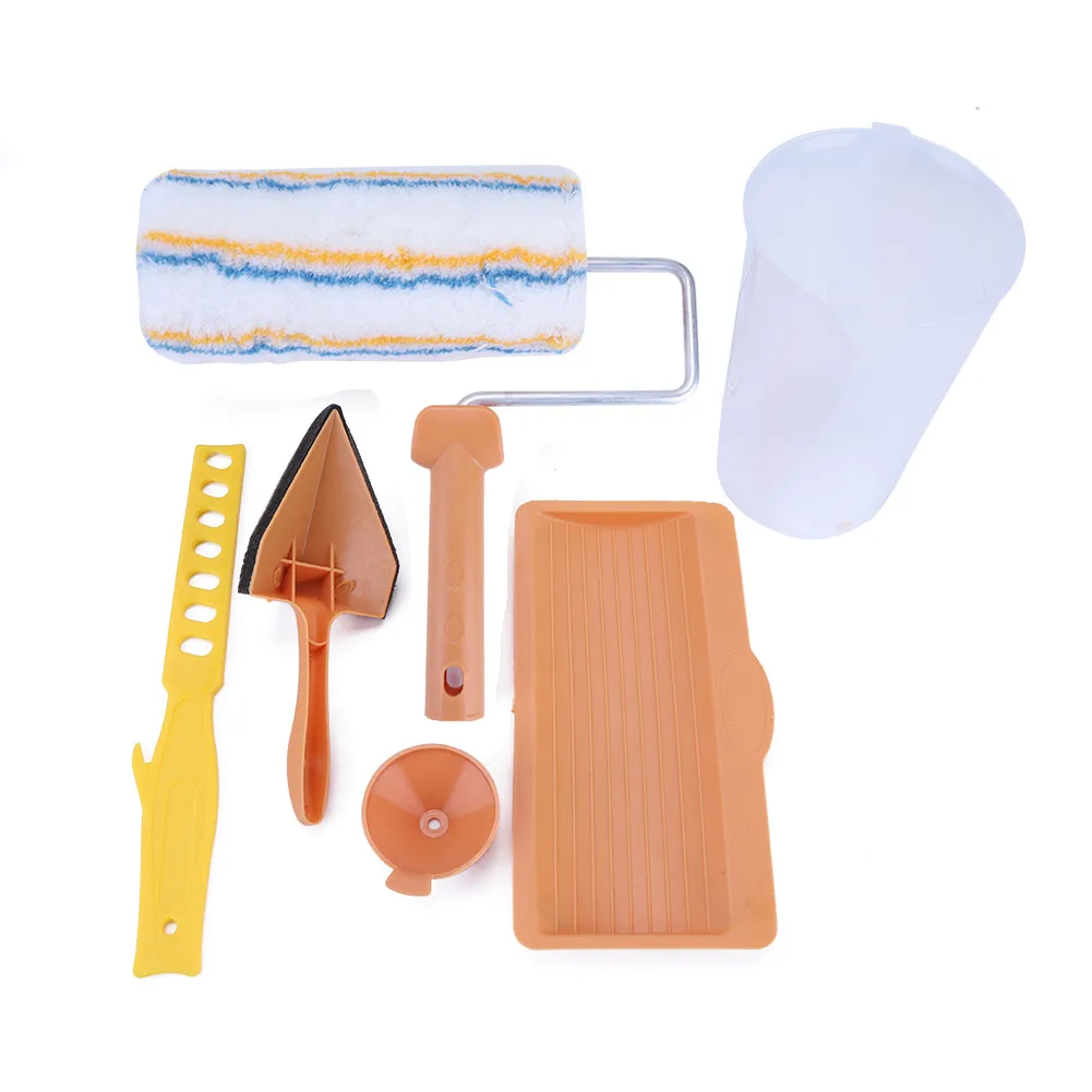 

DIY Paint Roller Brush Tools Set Household Paint Brushes Wall Decorative Handle Flocked Edger Tool Painting Brush Capacity Cup