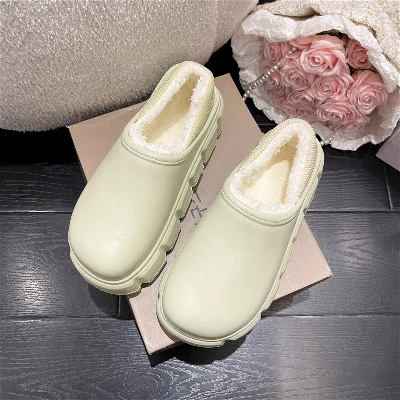 

Female Solid Colour Cotton Slippers Winter Men Warm Thick Bottom Shoes Indoor Home Non-slip Flats Pantoufle Femme Hiver