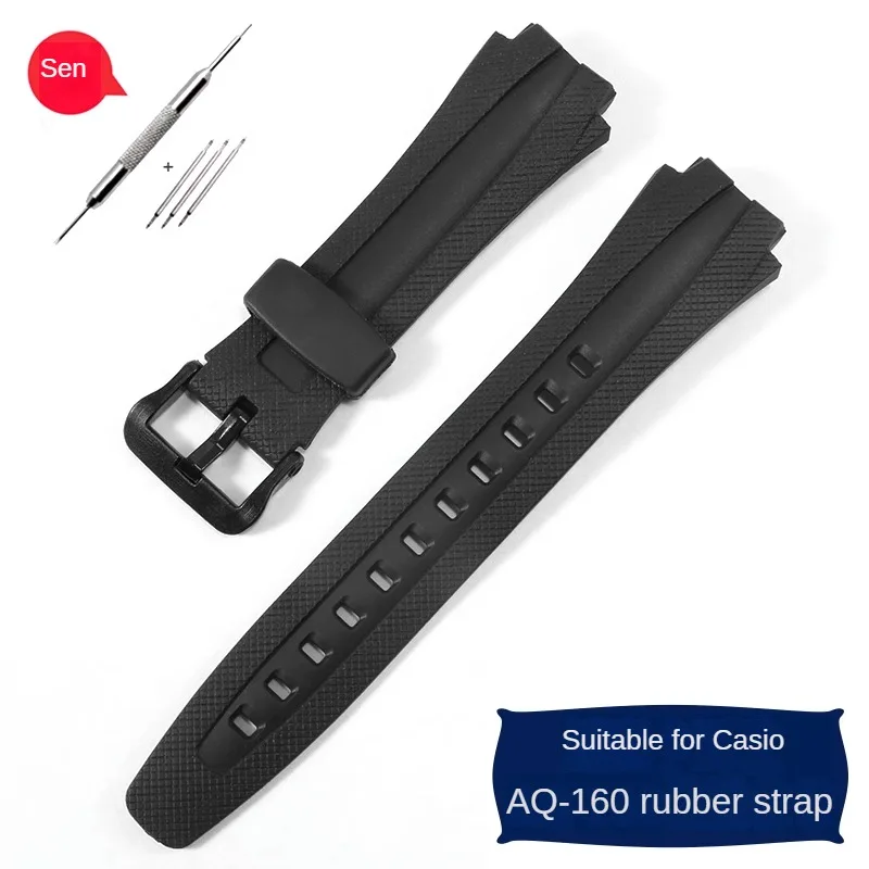 

Waterproof Rubber Watch Strap With Substitute AQ-160W/AQ-163W Series Special Convex Interface Silicone Watchband With 17mm.