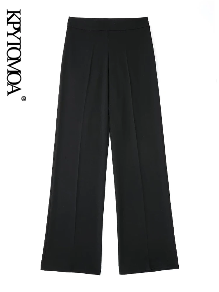 

Модная офисная одежда KPYTOMOA для женщин, прямые длинные цветочные брюки, винтажные женские брюки с высокой талией и боковой молнией