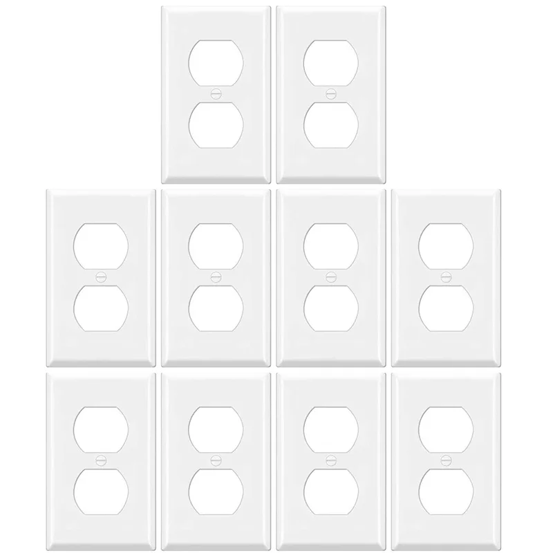 

Wall Plate Kit, Decor Receptacle Cover, Duplex Light Switch Cover, 1-Gang Standard Size 2.77Inchx4.52Inch ,White,10 Pack