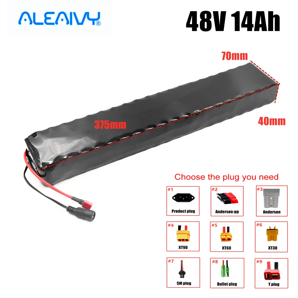 

Aleaivy 48V 13S3P 14Ah 500W 750W Li-Ion Battery Pack, Suitable For 54.6V Electric Bicycle With 20A BMS Built-In Lithium Battery
