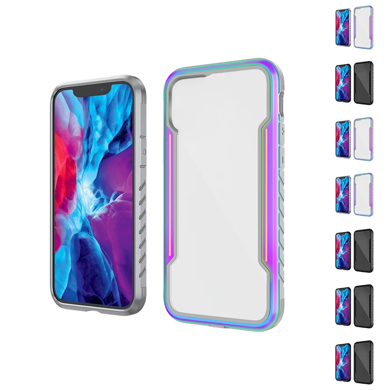 

Luxury Transparent TPU Back Cover Square Plating Aluminum Alloy Shockproof Case