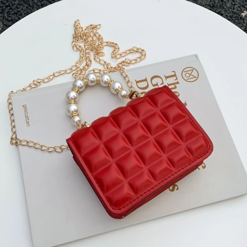 

Women Mini Bags 2022 New Jelly Bag Chain Lipstick Bag Girls Shoulder Diagonal Bag with Pearl