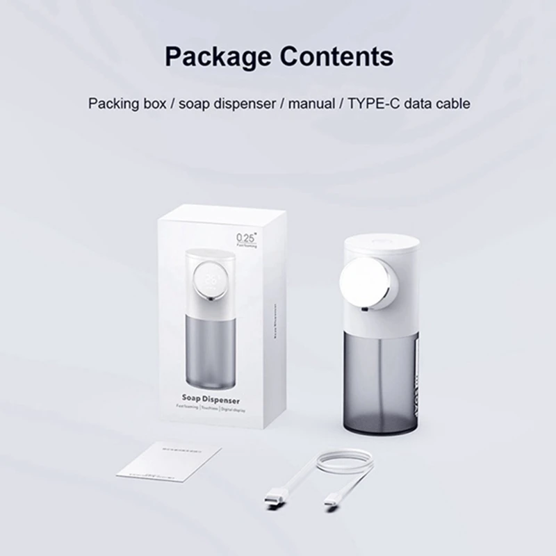 Дозатор для пенного мыла перезаряжаемый через USB дозаторы жидкого на 320 мл