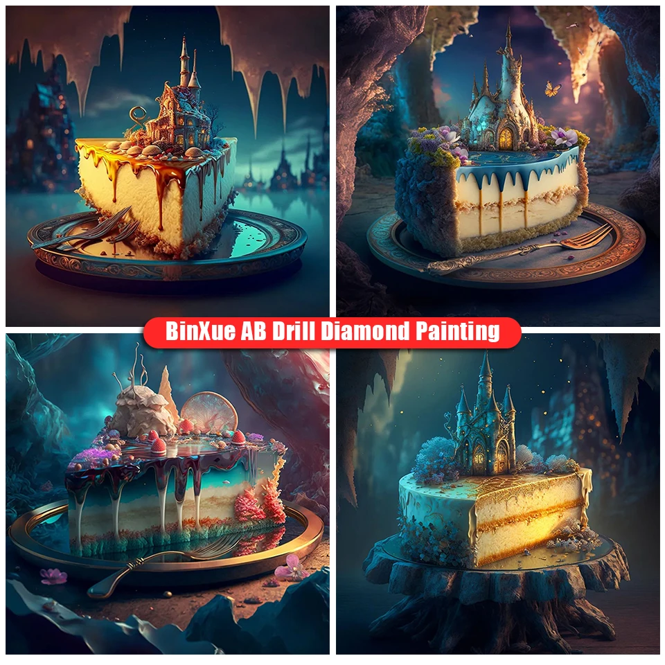 

BinXue 5D DIY Фрукты AB набор для алмазной живописи мороженое торт вышивка крестиком замок ручная работа DIY мозаика кухня Декор для дома подарки